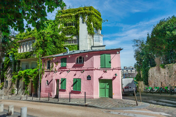 Street in quarter Montmartre in Paris