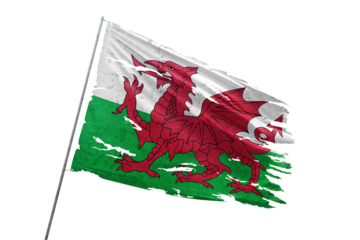 Wales torn flag on transparent background.