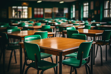 education life, arranged school chairs in the classroom