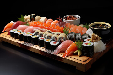 sushi rolls with salmon decorative grazing platter
