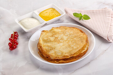 Sweet homemade thick baked pancakes