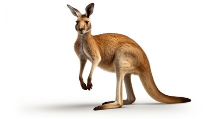 Fototapeta premium Kangaroo standing on white background. AI generated image