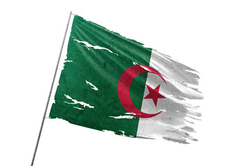 Algeria torn flag on transparent background.