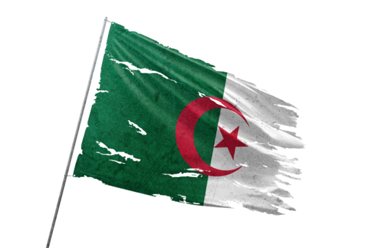 Algeria torn flag on transparent background. - Powered by Adobe