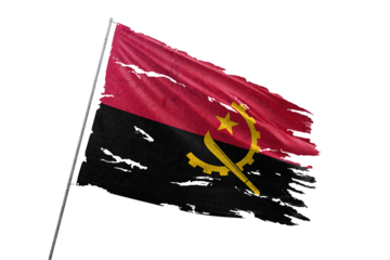 Angola torn flag on transparent background.