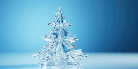 Ice Christmas Tree against light blue background