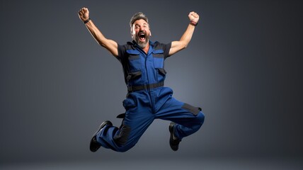 Industrial worker happy celebrating, generative ai