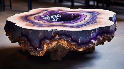 Coffee table design cut of stone. Generation AI