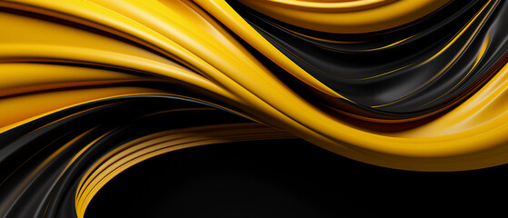 Abstract 3D swirling blend of yellow and black colors