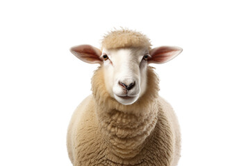 portrait of a sheep from the front isolated on white background. Png file