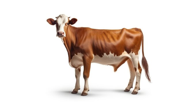 Dairy cow animal isolated white background. AI generated image