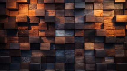 A textured wooden wall with an intricate square pattern