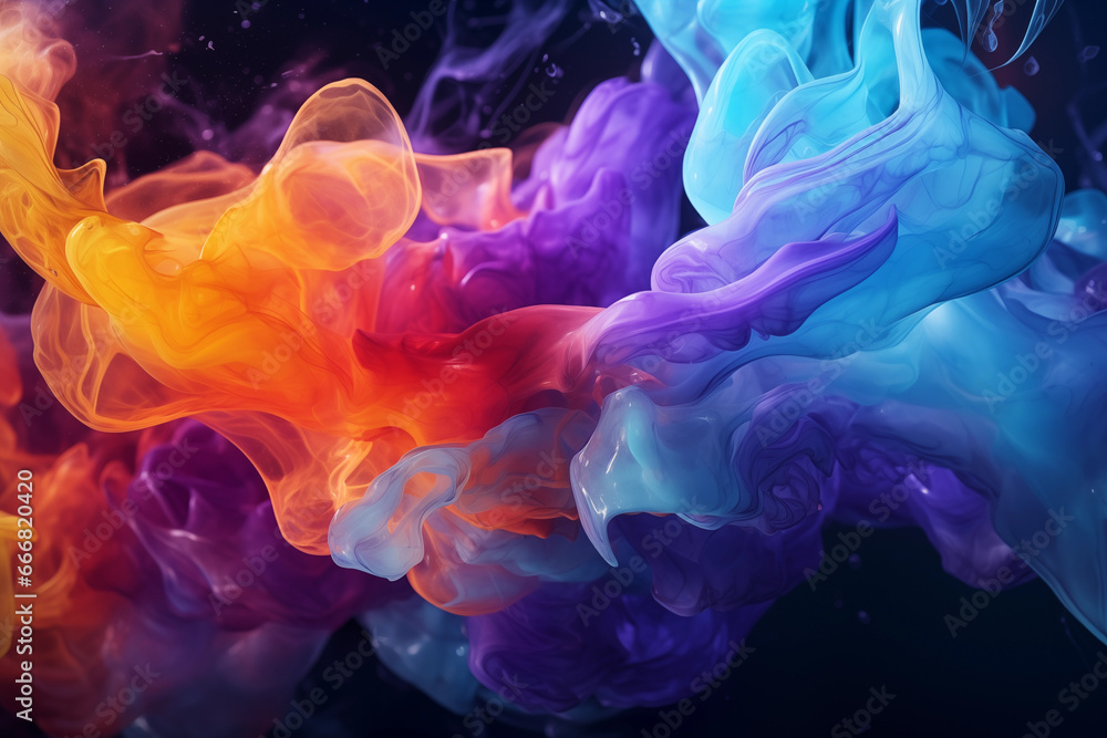 Poster vibrant strokes of blue dance across a canvas, creating a wild and abstract explosion of color and e