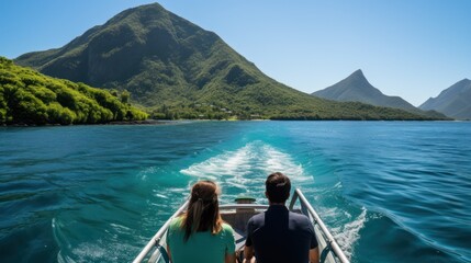 Visitors happily climb aboard the boat, eager to experience the breathtaking scenery from the water