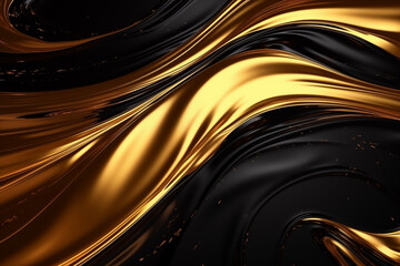 abstract background golden fluid on black