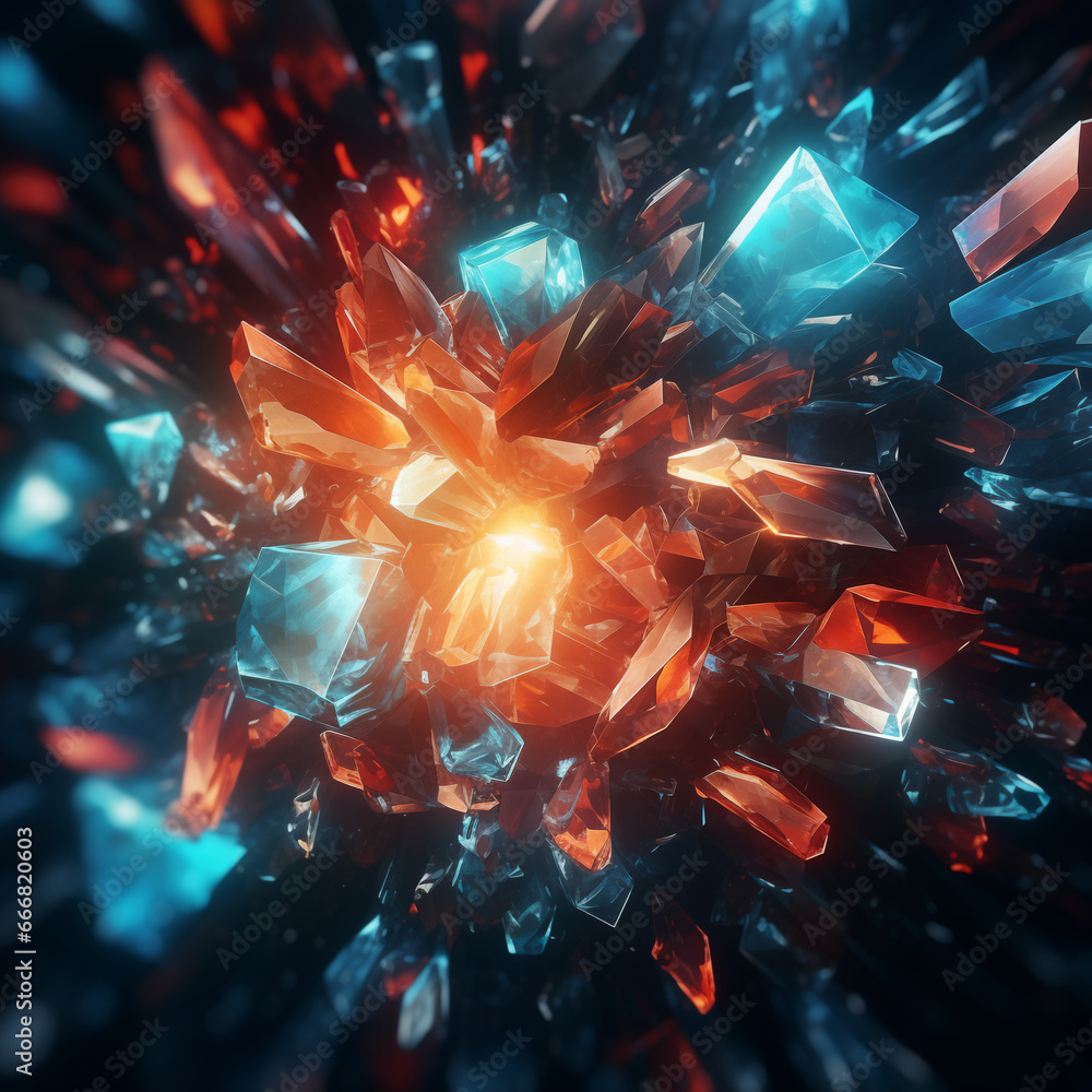Poster a pile of shiny exploding crystals background