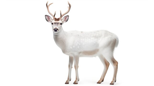 Wild deer isolated white background. AI generated image