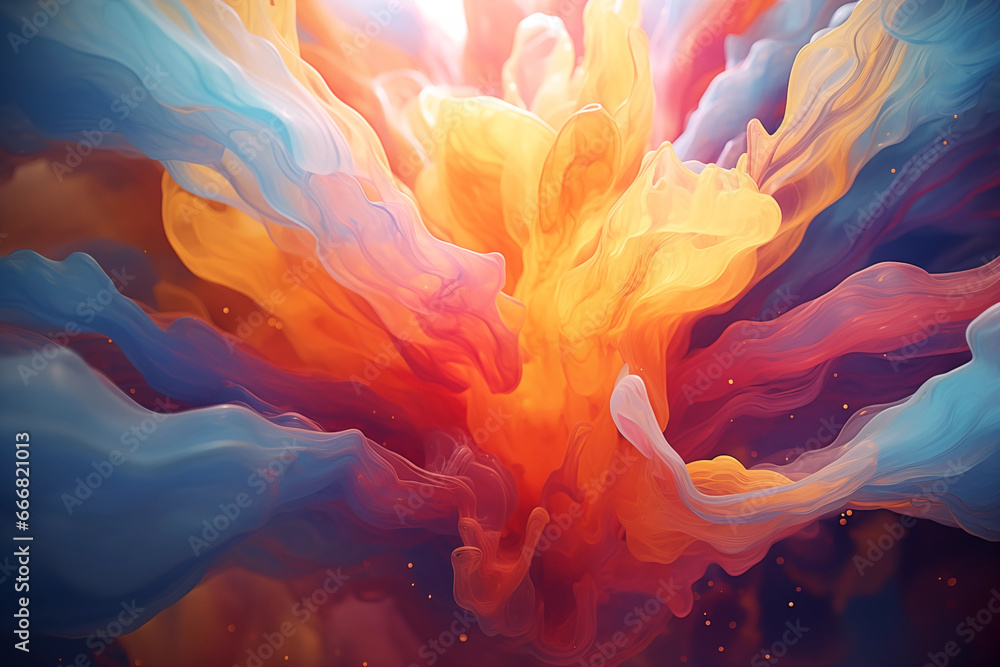 Poster vibrant strokes of blue dance across a canvas, creating a wild and abstract explosion of color and e