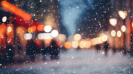 Blurred bokeh of a festive winter city, big city lights. Generation AI