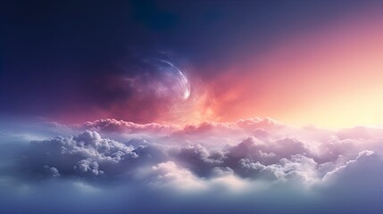 Fototapeta na wymiar Unreal sky with clouds, neon. Generation AI