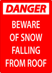 Danger Sign Beware Of Snow Falling From Roof