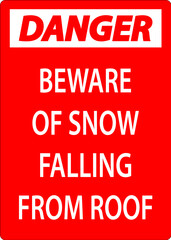 Fototapeta premium Danger Sign Beware Of Snow Falling From Roof