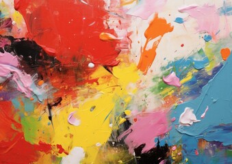 large blots / splashes of thick paint in abstract harmonic,rainbow, pastel colours, on canvas in a abstract artwork painting. The perfect backdrop for creative articles, in extremely high definition.