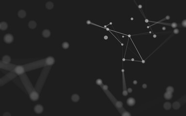 Fototapeta premium Abstract background. Molecules technology with polygonal shapes, connecting dots and lines. Connection structure. Big data visualization.