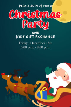 Christmas Party and Gift Exchange Invitation Card Vector Illustration
