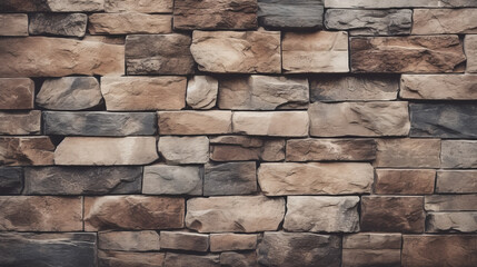 A textured stone wall with a mix of differently sized rocks