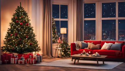 Fototapeta na wymiar Christmas Holiday Home Red