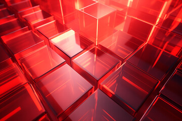 abstract red cubes background - obrazy, fototapety, plakaty