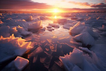 Sunlight piercing through the ice. Generative AI