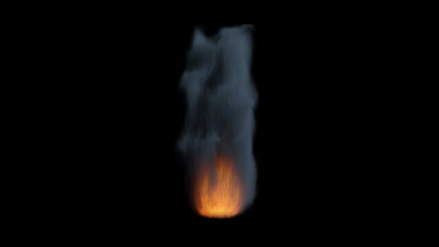 Burning Meteor front view, transparent background