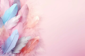 soft feathers and sweet pastel background banner. Generative AI