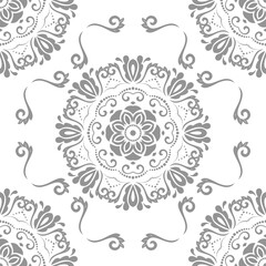 Classic seamless pattern. Damask orient ornament. Classic vintage background. Orient silver pattern for fabric, wallpapers and packaging