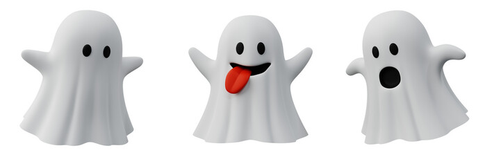 3D emoticon ghost emoji for Halloween decoration and concept Halloween illustration