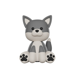 Cute 3D Character Gray Wolf Toy