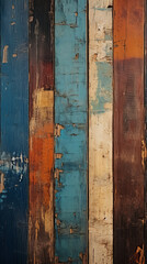 A detailed textured background made of various colored wooden planks