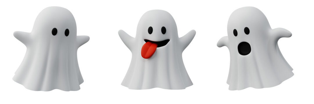 3D emoticon ghost emoji for Halloween decoration and concept Halloween illustration