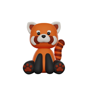 Cute 3D Character Red Panda Toy