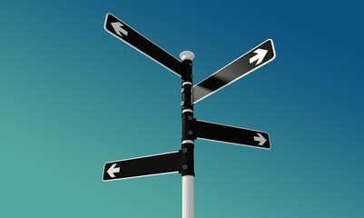 Left and right arrow direction sign on sky background