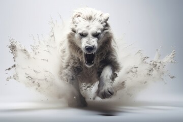 Abstract lion with complex motion and hazy color