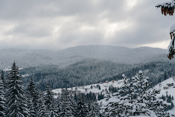 Landscape of a snow covered mountain