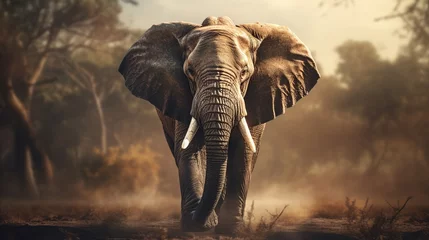 Foto op Canvas Big elephant on nature background. AI generated image © prastiwi