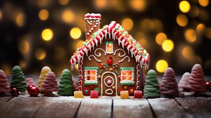 gingerbread house with christmas decoration xmas holiday sweets