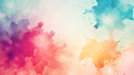 Abstract colorful watercolor paint splash background, blue, yellow, pink, backdrop, made with generative ai