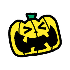 ハロウィン　笑うジャックオランタン　イエロー