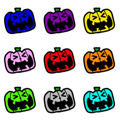 ハロウィン　笑うジャックオランタン　カラフル9個セット