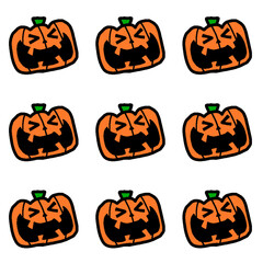 ハロウィン　笑うジャックオランタン　オレンジ9個セット